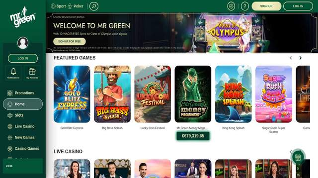 Mr Green casino screenshot